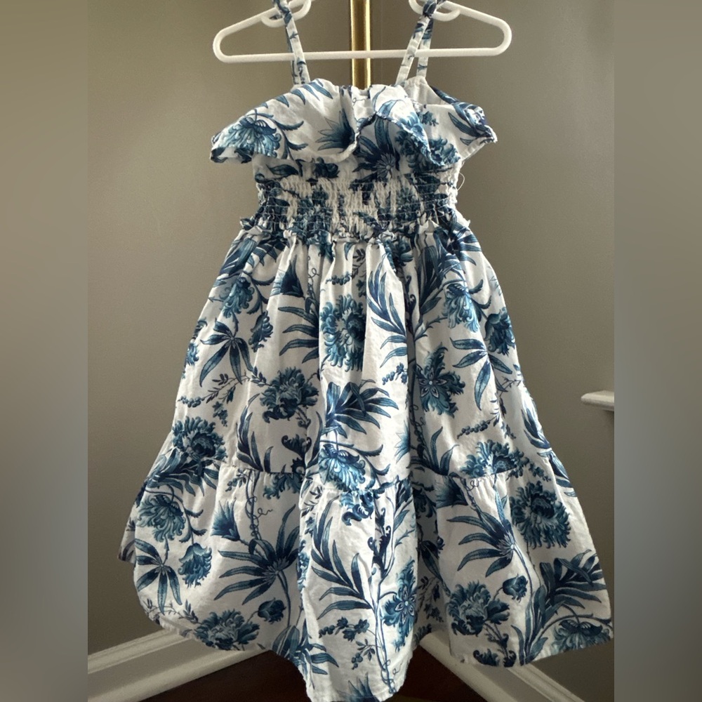 Janie & Jack | Floral Blue and White Kids Dress